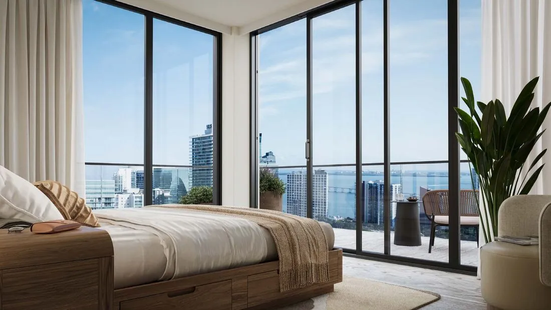 Bedroom with skyline view